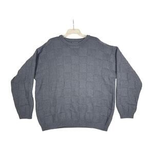 Vintage Roundtree & Yorke Tall Man Sweater 2XLT Pullover Gray Check Pattern